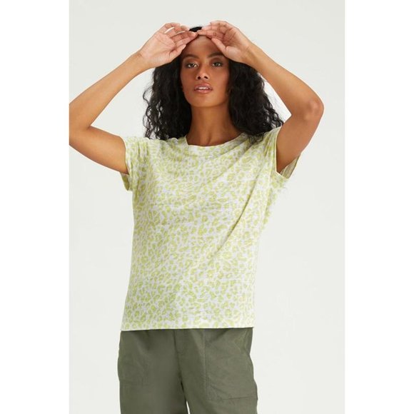 SANCTUARY The Perfect Tee T-Shirt in Lime Leopard- XS - Picture 2 of 6
